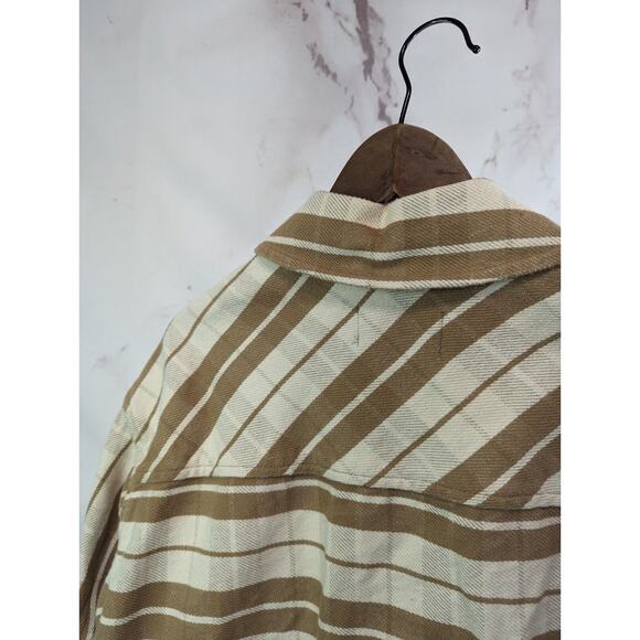 Everlane Jacket Women Large Brown The Oversized Striped Shirt Shacket Flannel - Picture 6 of 11